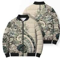 Aloha Hawaii Tapa Bomber Puffer Jacket Summer Green Hawaiian Ipu - Polynesian Pride