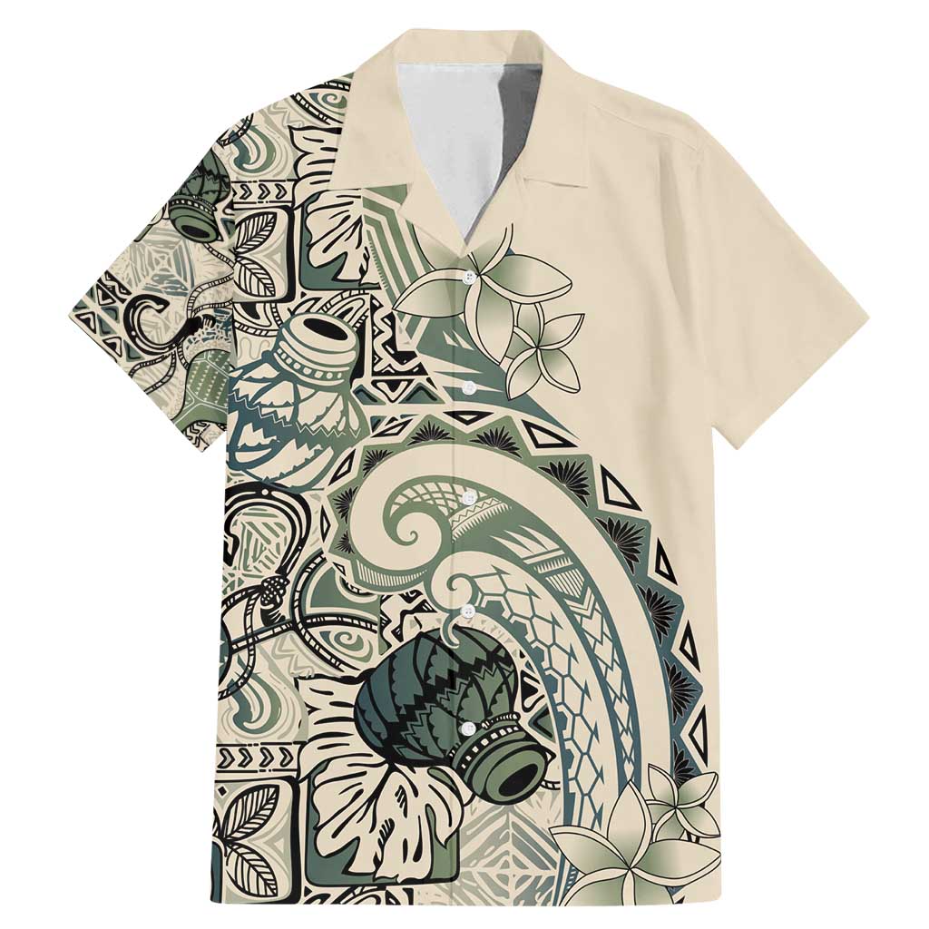 Aloha Hawaii Tapa Family Matching Mermaid Dress and Hawaiian Shirt Summer Green Hawaiian Ipu LT7 Dad's Shirt - Short Sleeve Emerald - Polynesian Pride