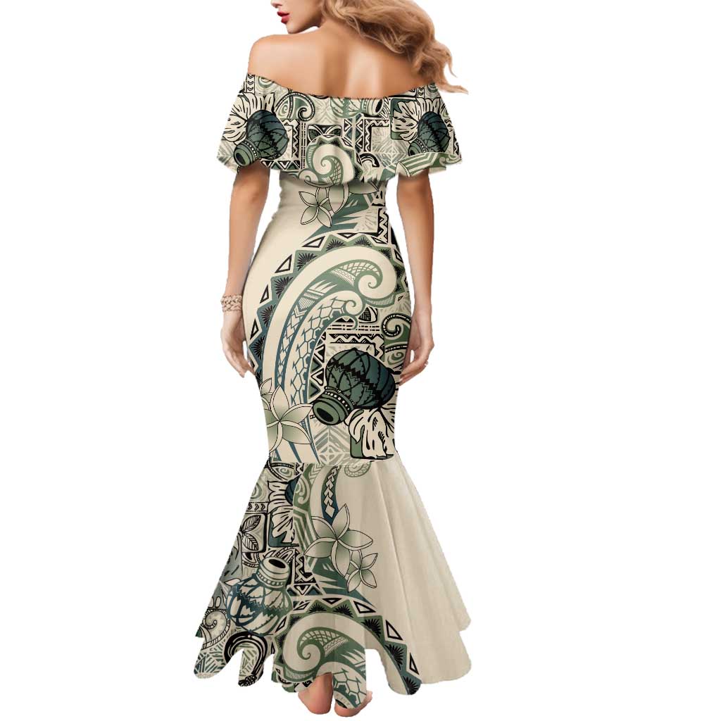 Aloha Hawaii Tapa Family Matching Mermaid Dress and Hawaiian Shirt Summer Green Hawaiian Ipu LT7 - Polynesian Pride