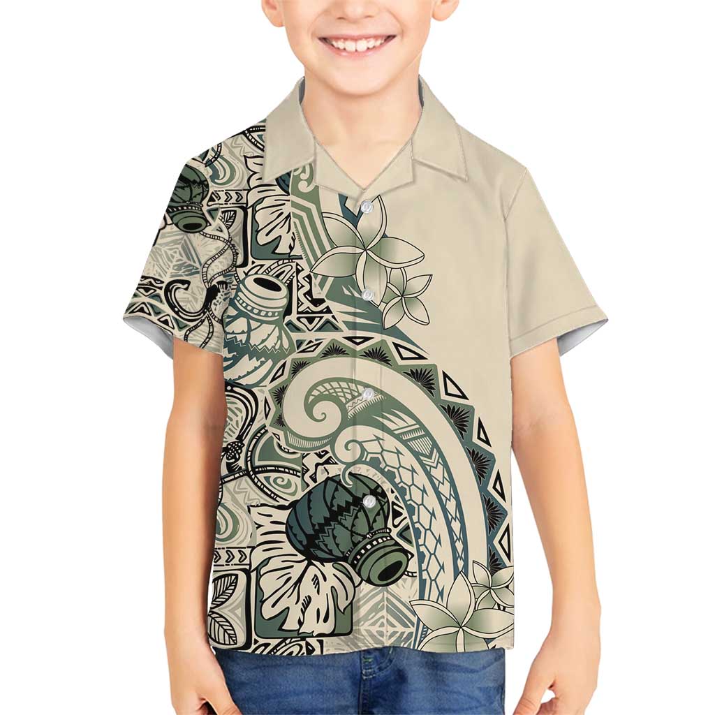 Aloha Hawaii Tapa Family Matching Puletasi and Hawaiian Shirt Summer Green Hawaiian Ipu LT7 Son's Shirt Emerald - Polynesian Pride