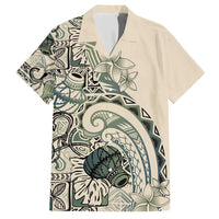 Aloha Hawaii Tapa Family Matching Short Sleeve Bodycon Dress and Hawaiian Shirt Summer Green Hawaiian Ipu LT7 Dad's Shirt - Short Sleeve Emerald - Polynesian Pride
