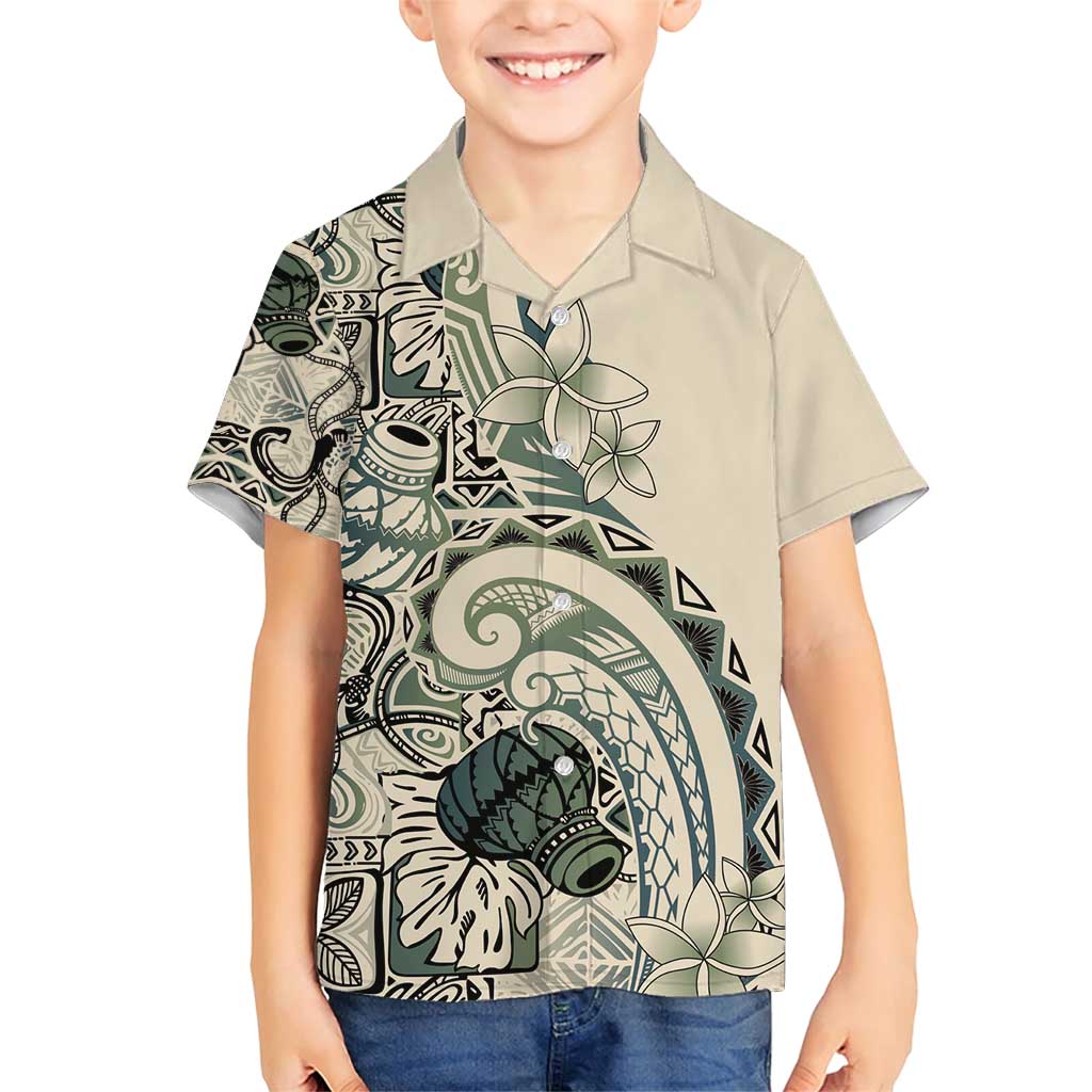 Aloha Hawaii Tapa Family Matching Short Sleeve Bodycon Dress and Hawaiian Shirt Summer Green Hawaiian Ipu LT7 Son's Shirt Emerald - Polynesian Pride