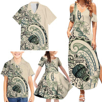 Aloha Hawaii Tapa Family Matching Summer Maxi Dress and Hawaiian Shirt Summer Green Hawaiian Ipu - Polynesian Pride