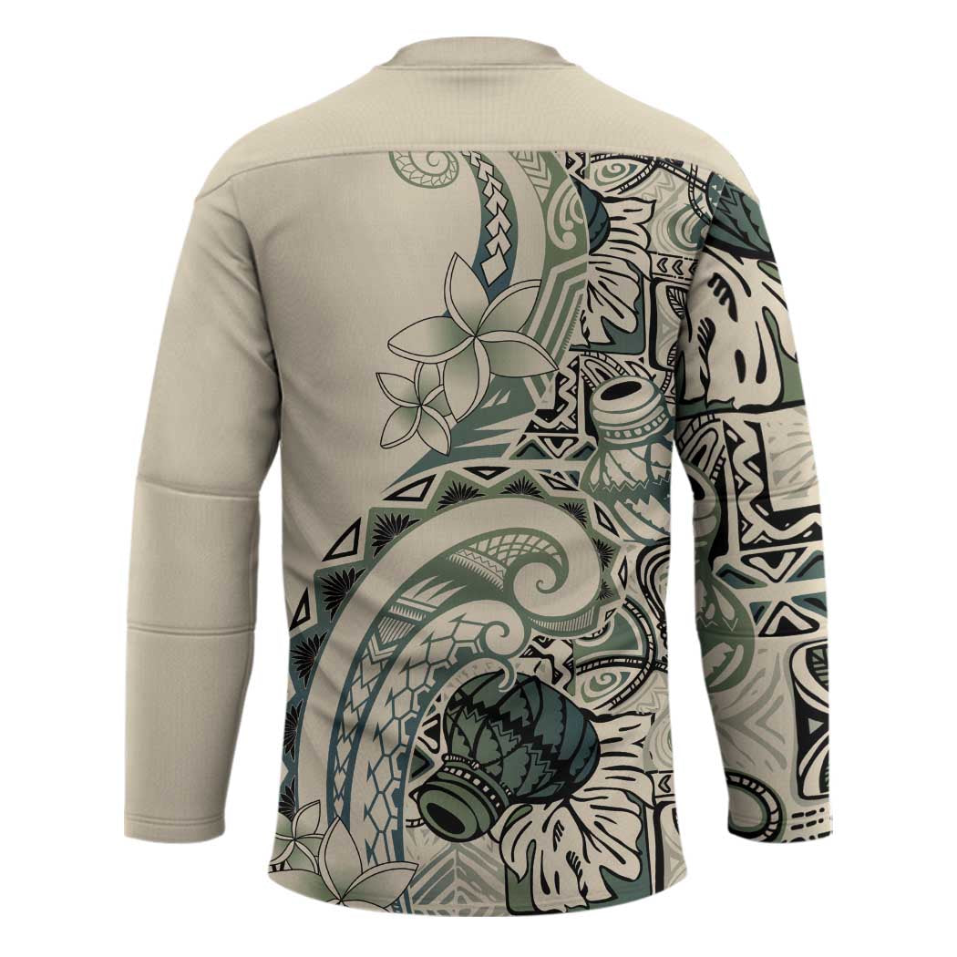 Aloha Hawaii Tapa Hockey Jersey Summer Green Hawaiian Ipu - Polynesian Pride
