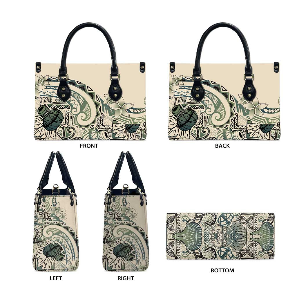 Aloha Hawaii Tapa Leather Bag Summer Green Hawaiian Ipu - Polynesian Pride