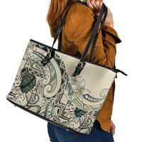 Aloha Hawaii Tapa Leather Tote Bag Summer Green Hawaiian Ipu - Polynesian Pride