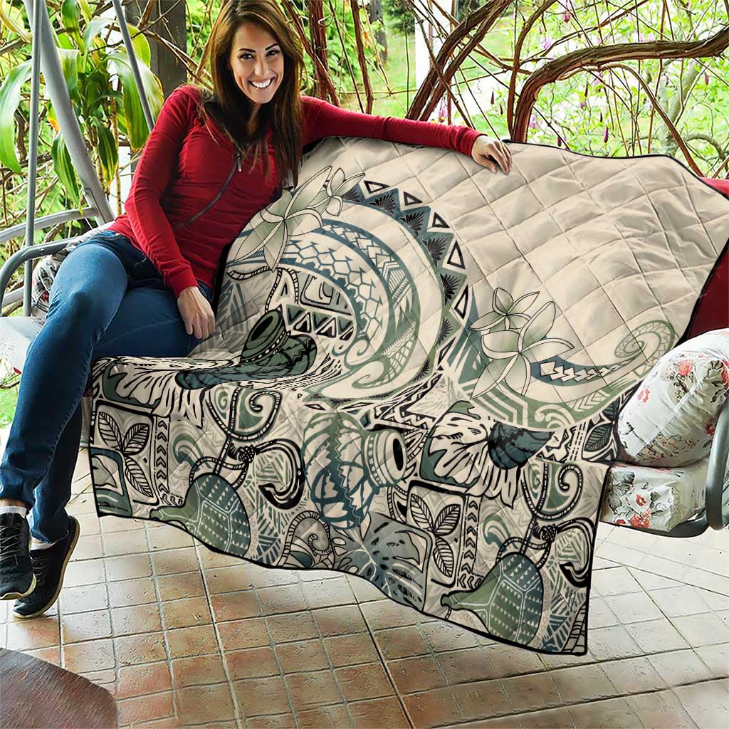 Aloha Hawaii Tapa Quilt Summer Green Hawaiian Ipu - Polynesian Pride