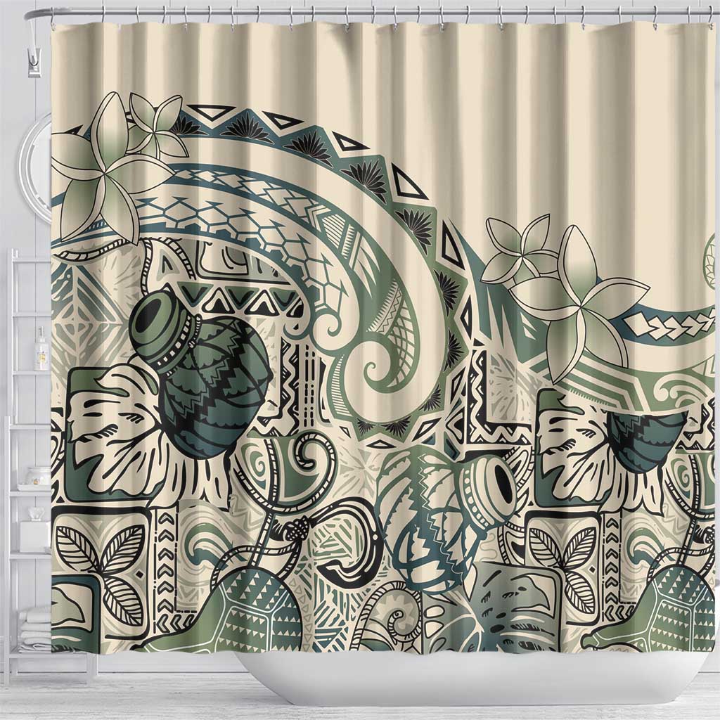 Aloha Hawaii Tapa Shower Curtain Summer Green Hawaiian Ipu - Polynesian Pride
