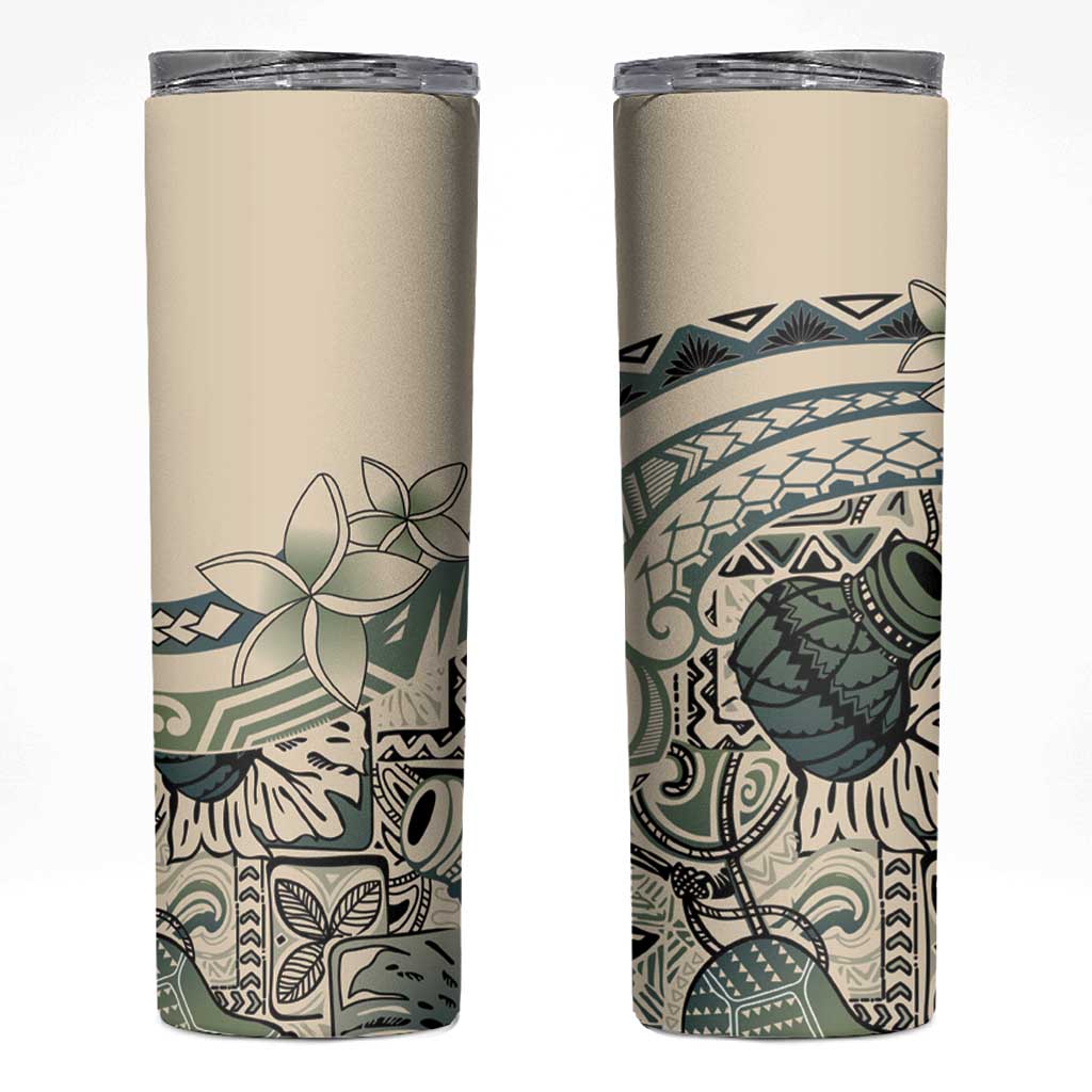 Aloha Hawaii Tapa Skinny Tumbler Summer Green Hawaiian Ipu - Polynesian Pride