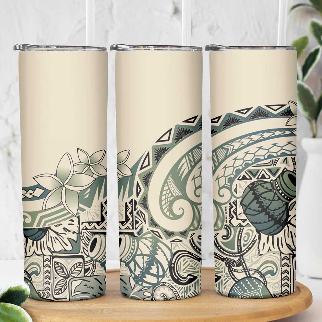 Aloha Hawaii Tapa Skinny Tumbler Summer Green Hawaiian Ipu - Polynesian Pride