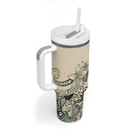 Aloha Hawaii Tapa Tumbler With Handle Summer Green Hawaiian Ipu - Polynesian Pride