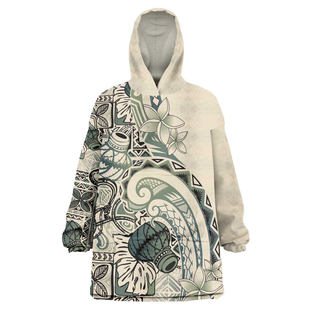 Aloha Hawaii Tapa Wearable Blanket Hoodie Summer Green Hawaiian Ipu - Polynesian Pride