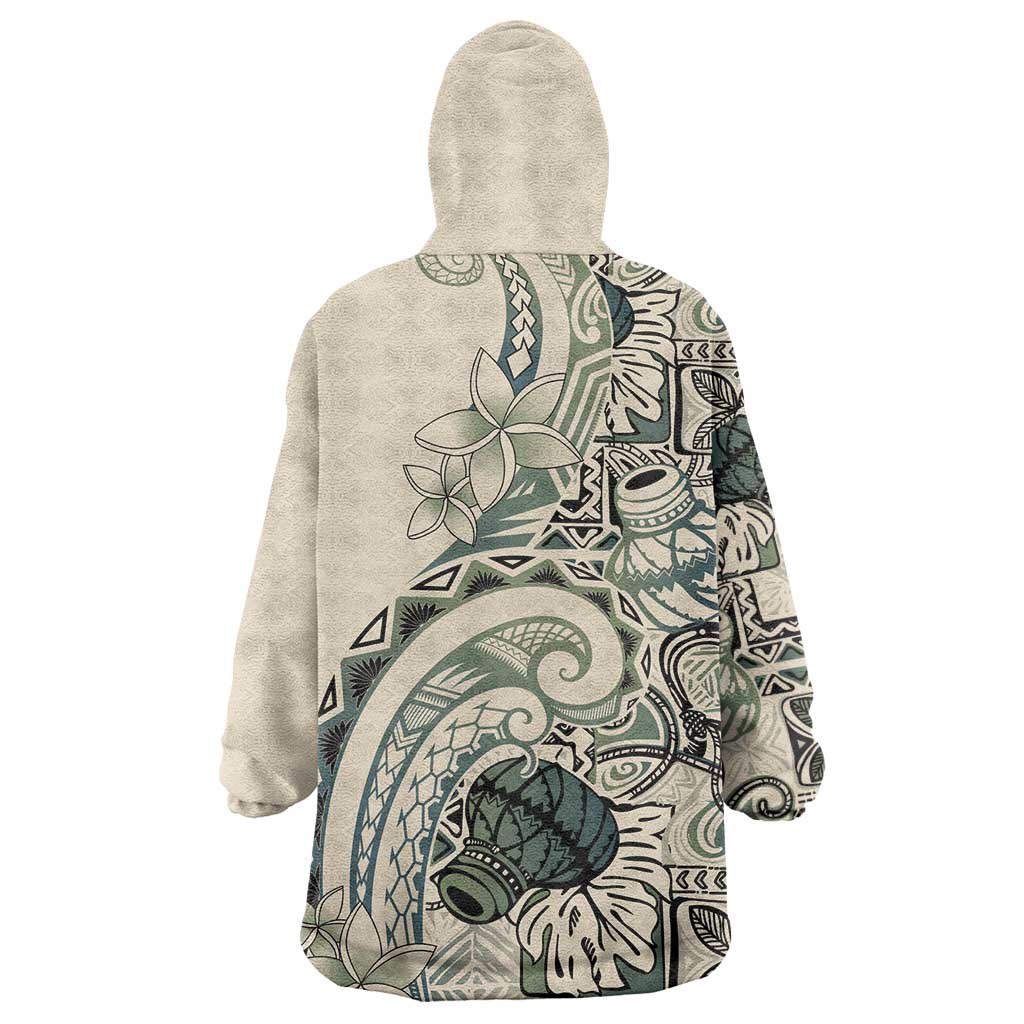 Aloha Hawaii Tapa Wearable Blanket Hoodie Summer Green Hawaiian Ipu - Polynesian Pride