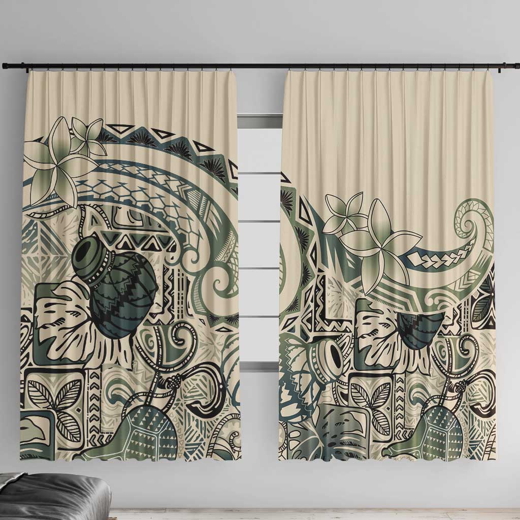 Aloha Hawaii Tapa Window Curtain Summer Green Hawaiian Ipu - Polynesian Pride