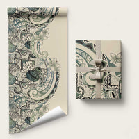 Aloha Hawaii Tapa Wrapping Paper Summer Green Hawaiian Ipu