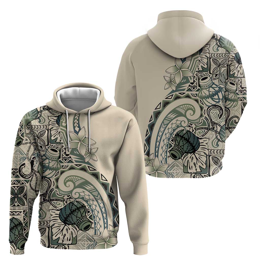 Aloha Hawaii Tapa Zip Hoodie Summer Green Hawaiian Ipu - Polynesian Pride