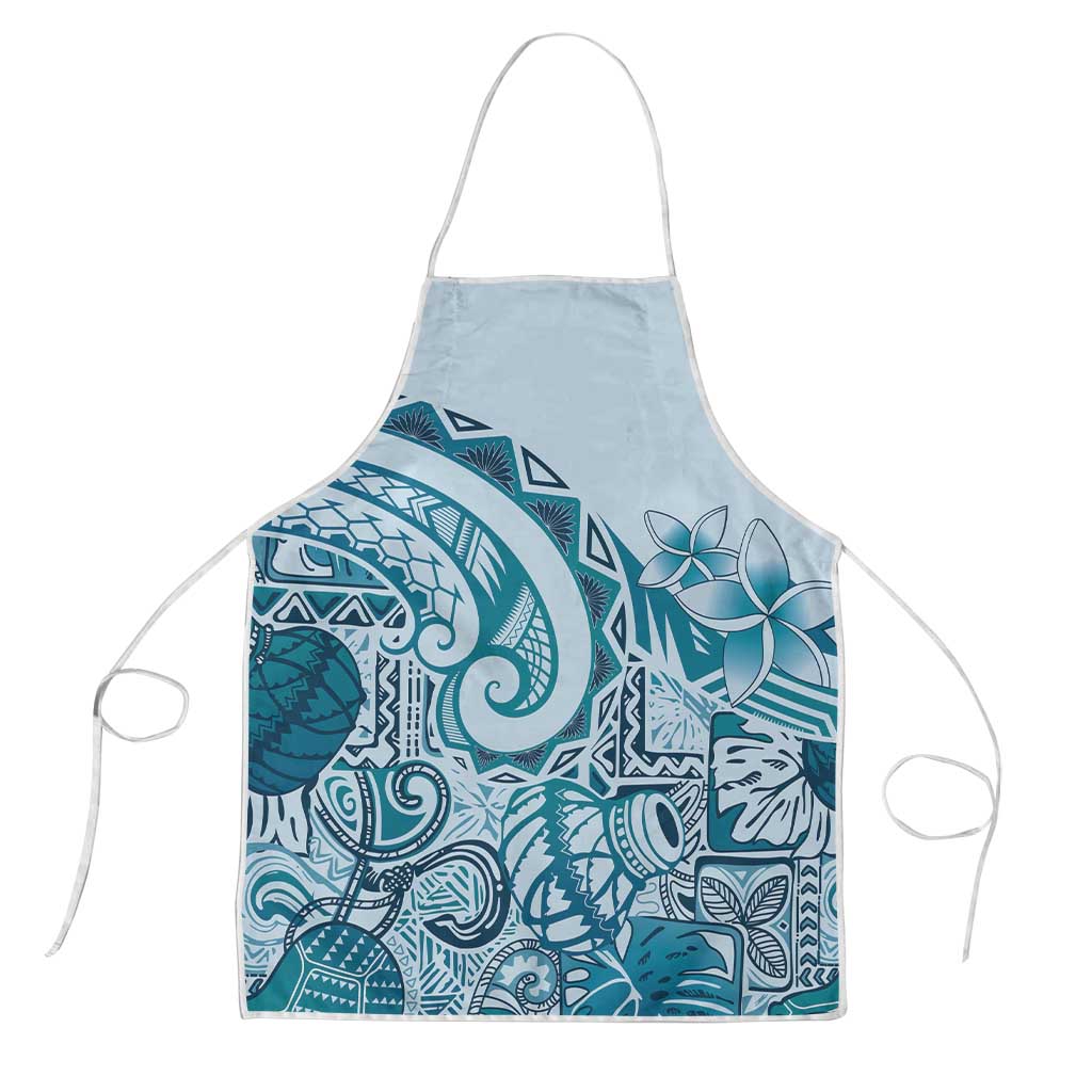 Aloha Hawaii Tapa Apron Cool Turquoise Hawaiian Ipu - Polynesian Pride