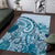 Aloha Hawaii Tapa Area Rug Cool Turquoise Hawaiian Ipu - Polynesian Pride