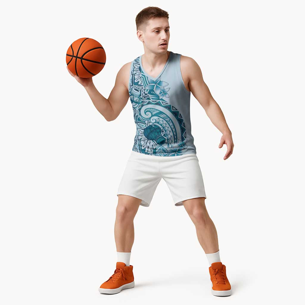 Aloha Hawaii Tapa Basketball Jersey Cool Turquoise Hawaiian Ipu - Polynesian Pride