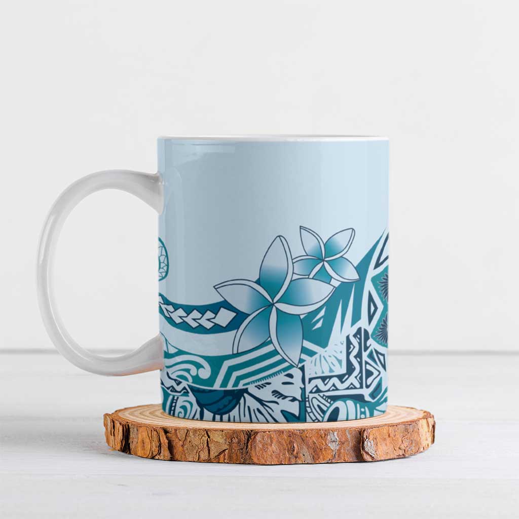 Aloha Hawaii Tapa Ceramic Mug Cool Turquoise Hawaiian Ipu - Polynesian Pride