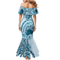 Aloha Hawaii Tapa Family Matching Mermaid Dress and Hawaiian Shirt Cool Turquoise Hawaiian Ipu LT7 - Polynesian Pride