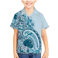 Aloha Hawaii Tapa Family Matching Mermaid Dress and Hawaiian Shirt Cool Turquoise Hawaiian Ipu LT7 Son's Shirt Turquoise - Polynesian Pride