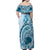 Aloha Hawaii Tapa Family Matching Off Shoulder Maxi Dress and Hawaiian Shirt Cool Turquoise Hawaiian Ipu - Polynesian Pride