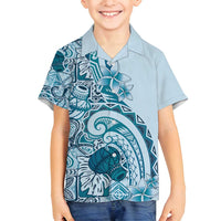Aloha Hawaii Tapa Family Matching Puletasi and Hawaiian Shirt Cool Turquoise Hawaiian Ipu LT7 Son's Shirt Turquoise - Polynesian Pride