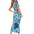 Aloha Hawaii Tapa Family Matching Short Sleeve Bodycon Dress and Hawaiian Shirt Cool Turquoise Hawaiian Ipu - Polynesian Pride