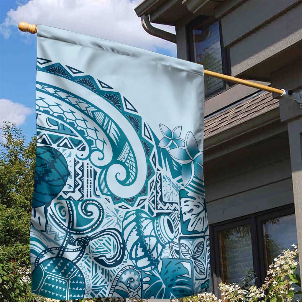 Aloha Hawaii Tapa Garden Flag Cool Turquoise Hawaiian Ipu - Polynesian Pride