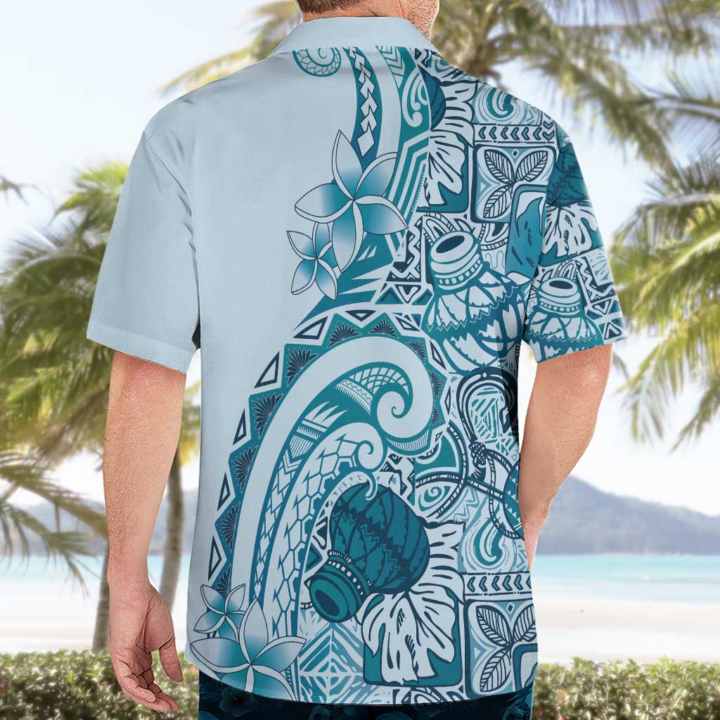 Aloha Hawaii Tapa Hawaiian Shirt Cool Turquoise Hawaiian Ipu - Polynesian Pride