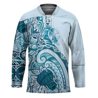 Aloha Hawaii Tapa Hockey Jersey Cool Turquoise Hawaiian Ipu LT7 Unisex Turquoise - Polynesian Pride