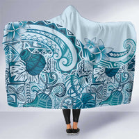 Aloha Hawaii Tapa Hooded Blanket Cool Turquoise Hawaiian Ipu - Polynesian Pride