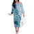 Aloha Hawaii Tapa Off The Shoulder Long Sleeve Dress Cool Turquoise Hawaiian Ipu - Polynesian Pride