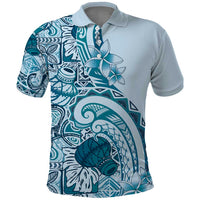 Aloha Hawaii Tapa Polo Shirt Cool Turquoise Hawaiian Ipu - Polynesian Pride