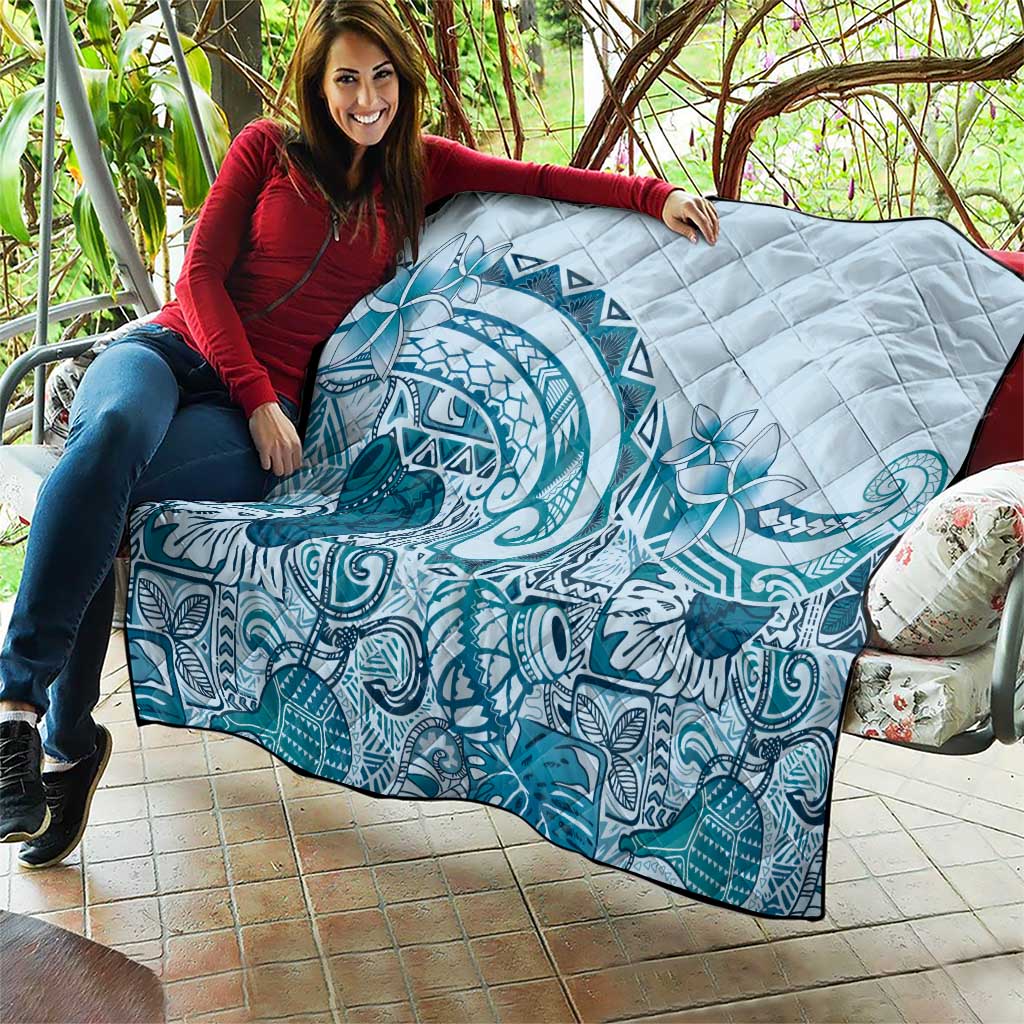 Aloha Hawaii Tapa Quilt Cool Turquoise Hawaiian Ipu - Polynesian Pride