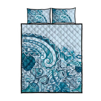Aloha Hawaii Tapa Quilt Bed Set Cool Turquoise Hawaiian Ipu - Polynesian Pride