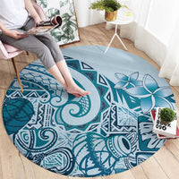 Aloha Hawaii Tapa Round Carpet Cool Turquoise Hawaiian Ipu - Polynesian Pride
