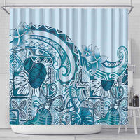 Aloha Hawaii Tapa Shower Curtain Cool Turquoise Hawaiian Ipu - Polynesian Pride