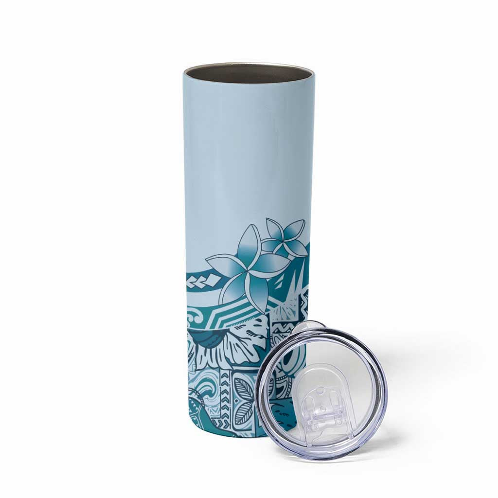 Aloha Hawaii Tapa Skinny Tumbler Cool Turquoise Hawaiian Ipu - Polynesian Pride