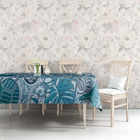 Aloha Hawaii Tapa Tablecloth Cool Turquoise Hawaiian Ipu - Polynesian Pride