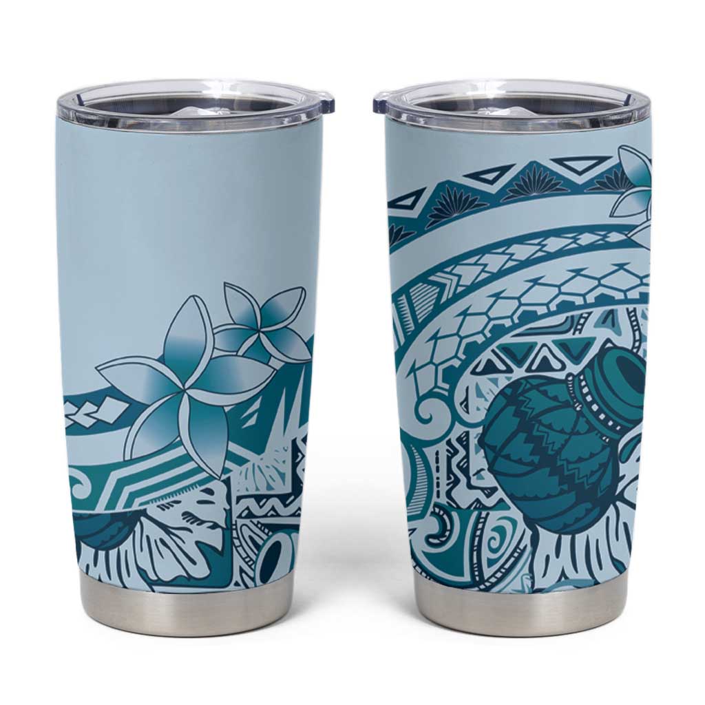 Aloha Hawaii Tapa Tumbler Cup Cool Turquoise Hawaiian Ipu - Polynesian Pride