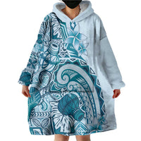 Aloha Hawaii Tapa Wearable Blanket Hoodie Cool Turquoise Hawaiian Ipu - Polynesian Pride