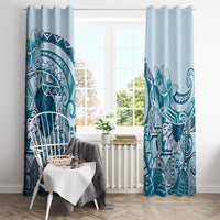 Aloha Hawaii Tapa Window Curtain Cool Turquoise Hawaiian Ipu - Polynesian Pride