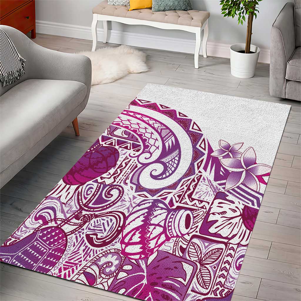 Aloha Hawaii Tapa Area Rug Vibrant Fuchsia Hawaiian Ipu - Polynesian Pride