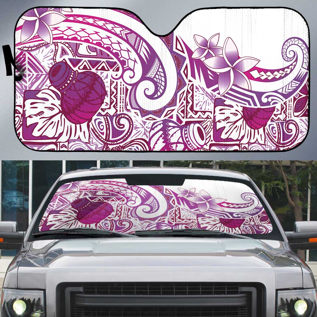 Aloha Hawaii Tapa Auto Sun Shade Vibrant Fuchsia Hawaiian Ipu LT7 Fuchsia - Polynesian Pride