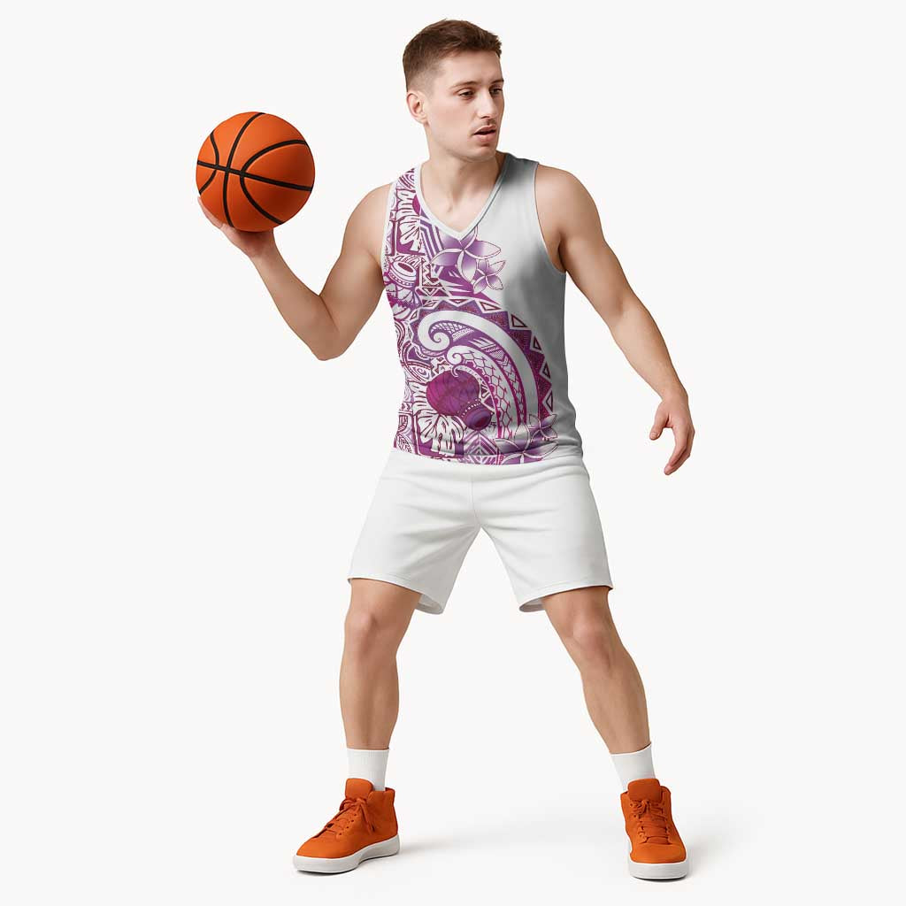 Aloha Hawaii Tapa Basketball Jersey Vibrant Fuchsia Hawaiian Ipu - Polynesian Pride