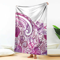 Aloha Hawaii Tapa Blanket Vibrant Fuchsia Hawaiian Ipu - Polynesian Pride