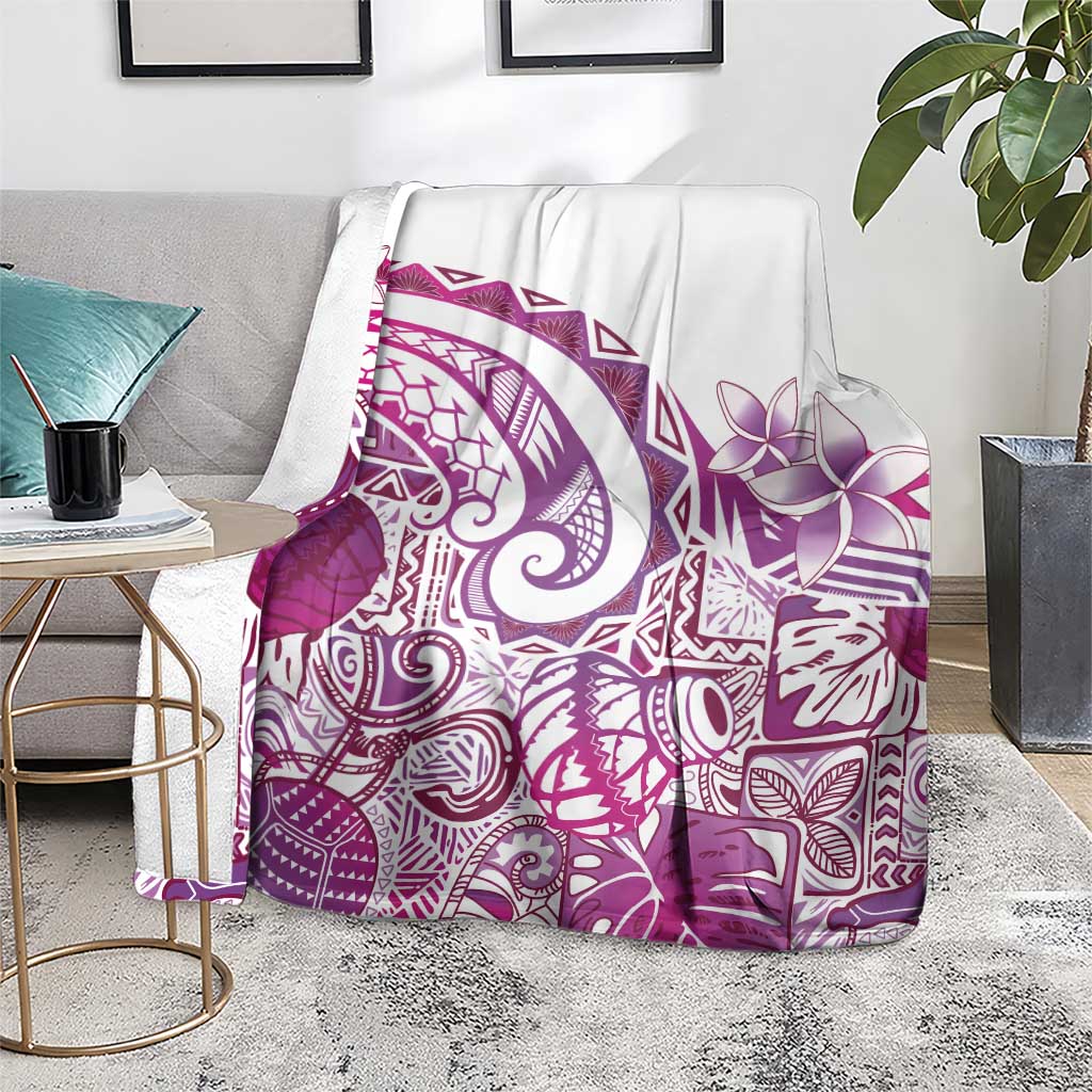 Aloha Hawaii Tapa Blanket Vibrant Fuchsia Hawaiian Ipu - Polynesian Pride