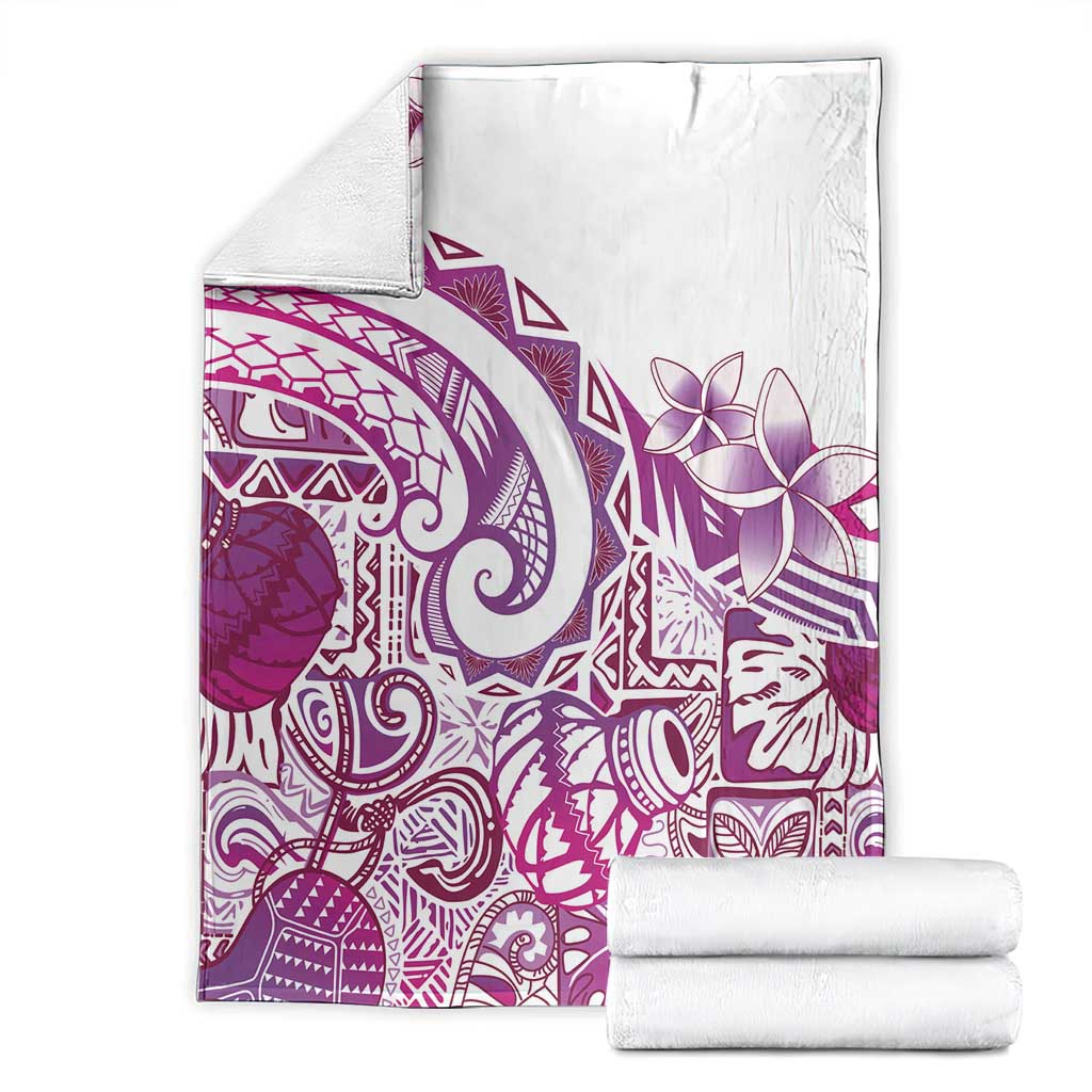 Aloha Hawaii Tapa Blanket Vibrant Fuchsia Hawaiian Ipu - Polynesian Pride